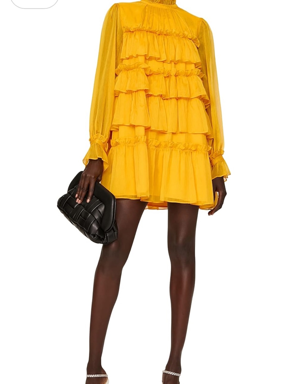Adam Lippes Collective sunflower Yellow Tiered Ruffle Mini Dress - Size 4